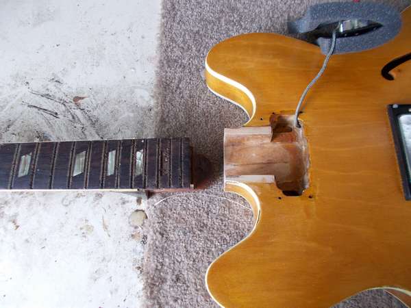 Epiphone Riviera neck removed